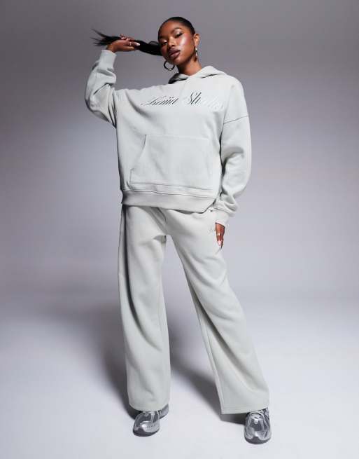Kaiia cotton blend Studio logo oversized hoodie in matcha green (part of a set)  , 2 of 4