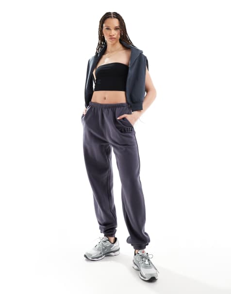 Kaiia cotton blend Tall cuffed sweatpants in dark gray   - view 1