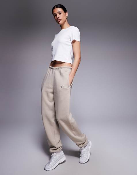 Kaiia cotton blend Tall cuffed trackies in stone - view 1
