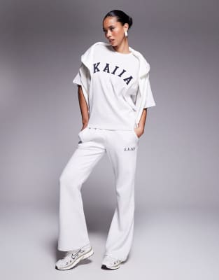 Kaiia Kaiia cotton blend wide leg jogger co-ord in grey marl