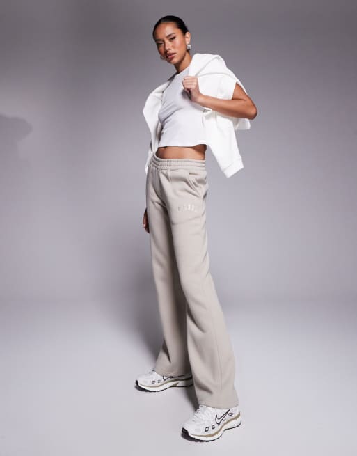 Kaiia cotton blend wide leg sweatpants in stone - part of a set  