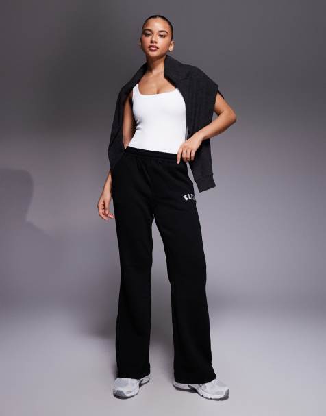 Kaiia cotton blend wide leg trackies in black (part of a set) - view 1