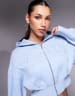 Kaiia cotton blend embroidered logo wide leg joggers co-ord in light blue