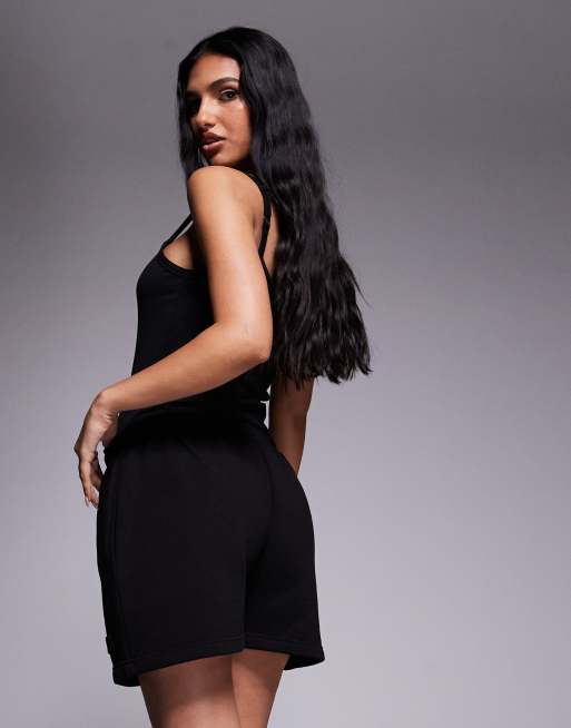 Kaiia cotton rich bubble embossed logo back pocket detail mini sweat shorts in black - part of a set  , 4 of 5