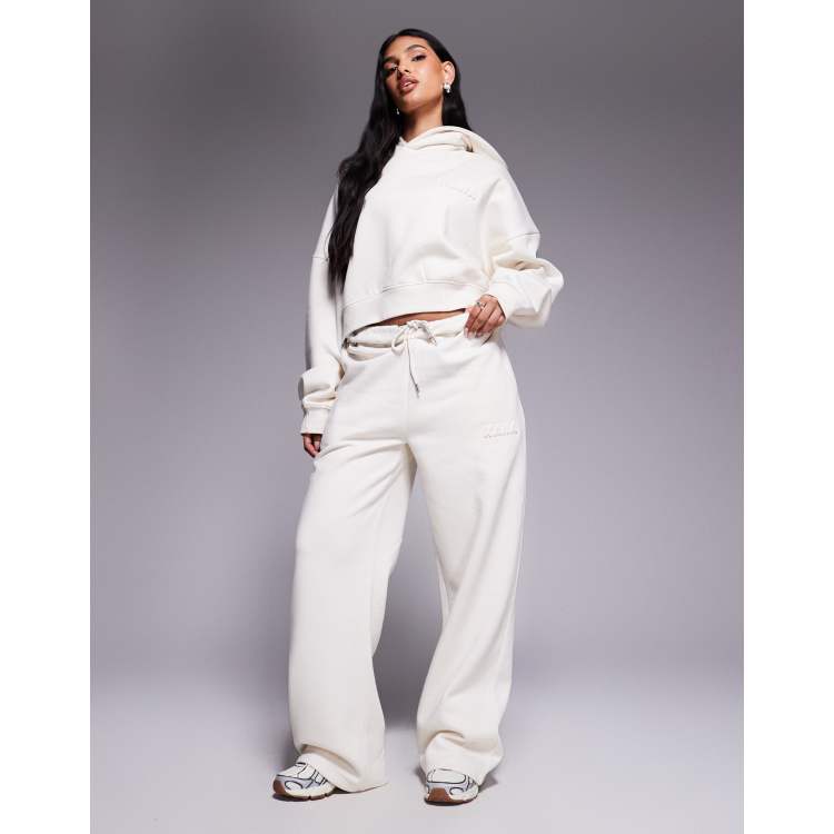 Kaiia cotton rich bubble embossed logo oversized cropped