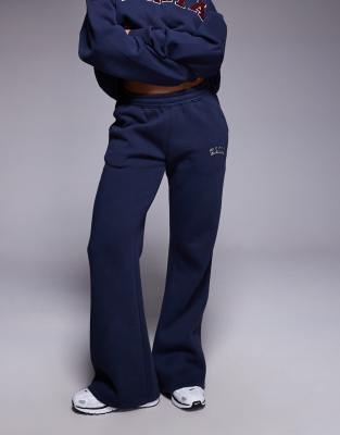 Kaiia Cotton Rich Embroidered Logo Wide Leg Joggers Co-ord In Multi