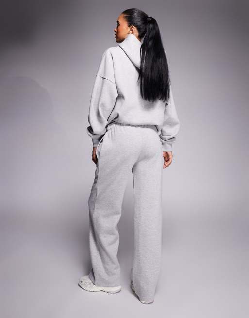 Kaiia cotton rich embroidered logo wide leg sweatpants in