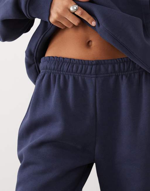 Kaiia cotton rich embroidered New York script logo wide leg trackies in navy (part of a set), 4 of 5