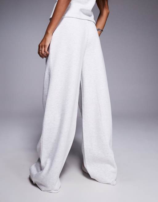 Kaiia cotton rich embroidered wide leg pintuck joggers co-ord in grey marl  , 4 of 5