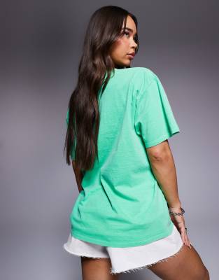 Kaiia Cotton Rich Exclusive Papaya Fruit Graphic Oversized T-shirt In Green