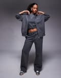 [Kaiia] Kaiia cotton-rich hotfix logo zip-through hoodie in dark grey (Part of a set)-Black 10 Dark grey