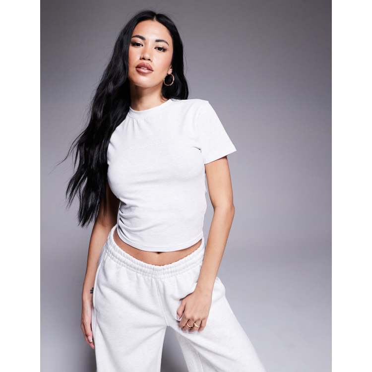 Kaiia cotton rich logo detail cropped fitted t-shirt in