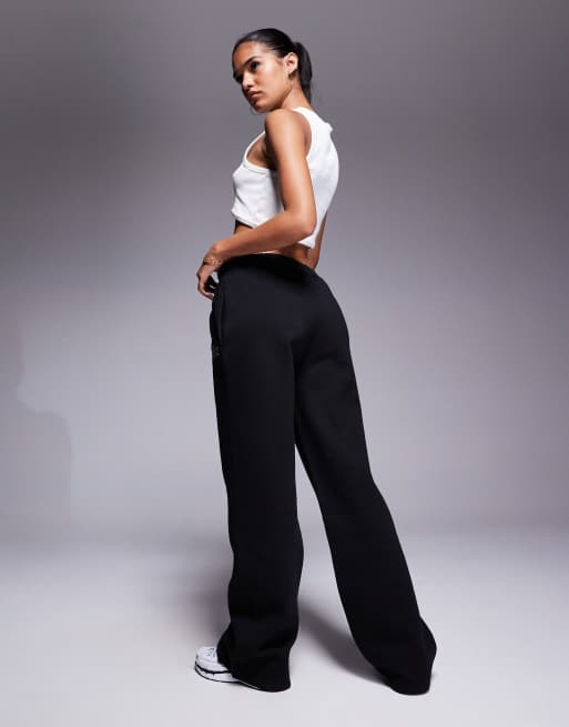 Kaiia cotton rich logo wide leg joggers co-ord in black and pink  , 4 of 5