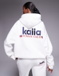 [Kaiia] Kaiia cotton rich oversized embroidered tennis club logo hoodie in white and navy (part of a set)-Multi 14 WHITE