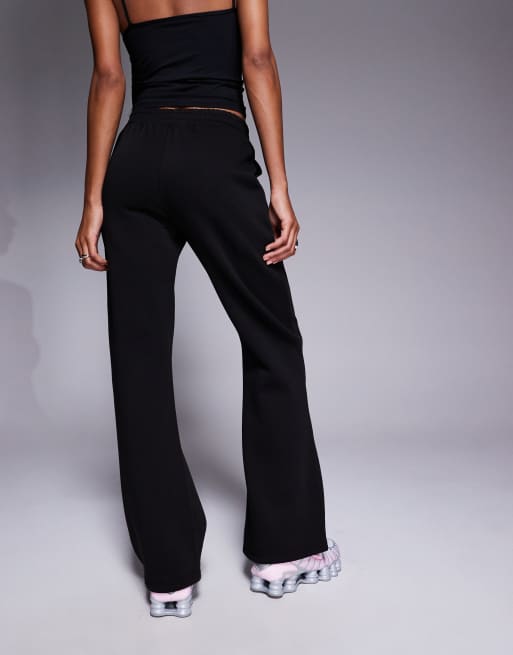 Kaiia cotton rich script logo wide leg sweatpants in black and baby pink - part of a set  , 3 of 5