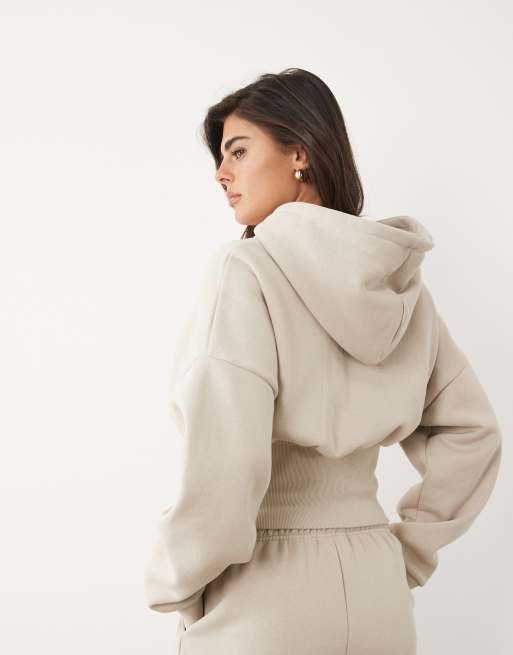 Kaiia cotton rich silver hardware logo zip through cinched waist