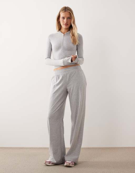 Kaiia cotton rich soft touch zip up hoodie in light gray - part of a set, 4 of 4