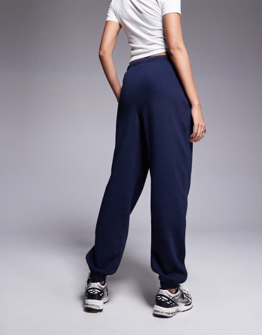 Kaiia cotton rich Studio embroidered logo cuffed sweatpants in navy - part of a set  , 5 of 5