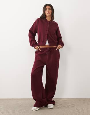Kaiia Cotton Rich Wide Leg Joggers Co-ord In Red