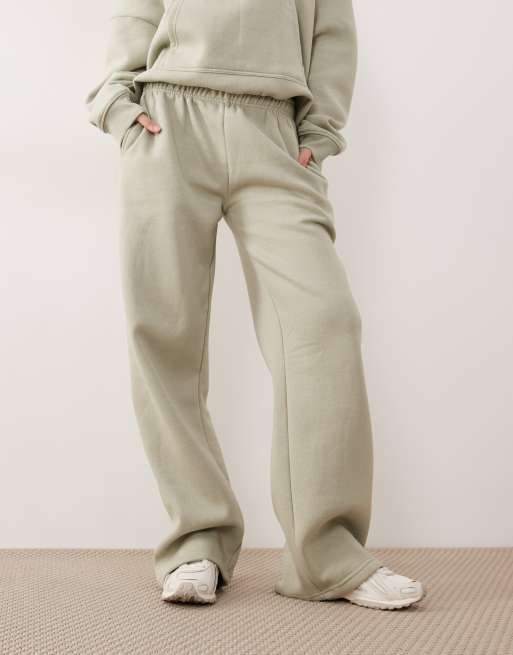 Kaiia cotton rich wide leg sweatpants in sage green - part of a set  , 2 of 5