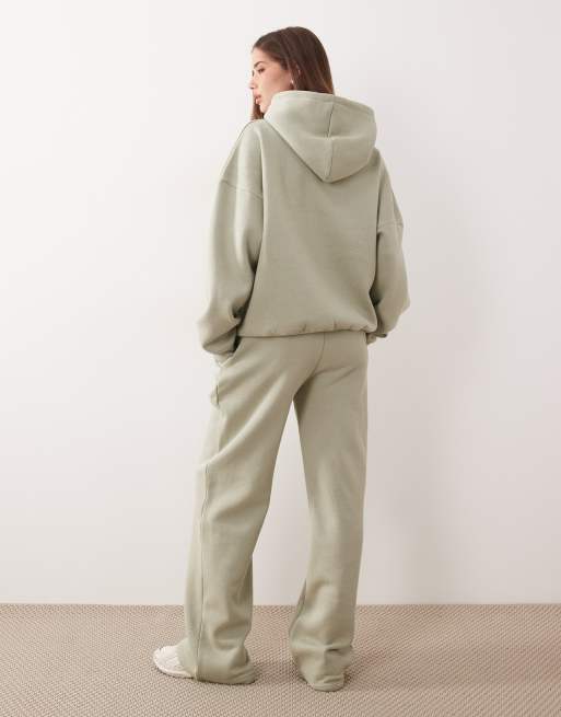 Kaiia cotton rich wide leg sweatpants in sage green - part of a set  , 4 of 5