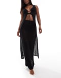 [Kaiia] Kaiia crochet knit tie front maxi top in black (part of a set) 6 BLACK