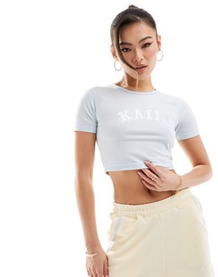 Kaiia Cropped Logo Baby Tee In Baby Blue - Part Of A Set