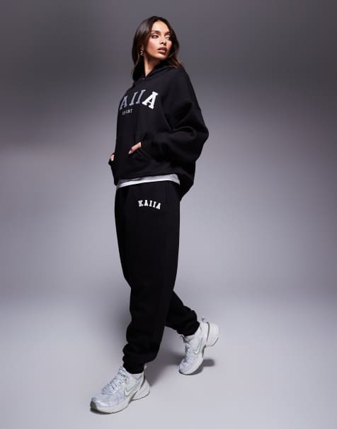 Kaiia cuffed sweatpants in black - part of a set - view 1
