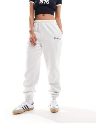 cuffed sweatpants in light gray