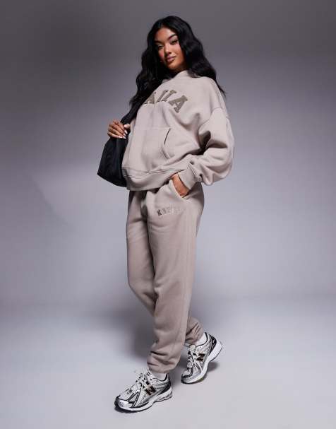 Kaiia cuffed sweatpants in light taupe - part of a set - view 1
