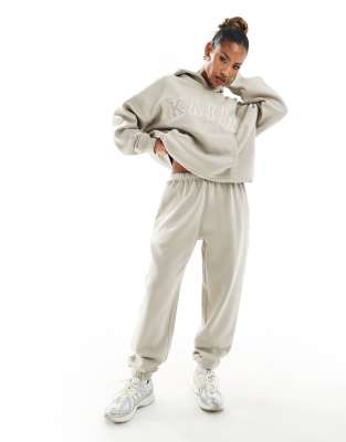 cuffed sweatpants in stone - part of a set-Neutral