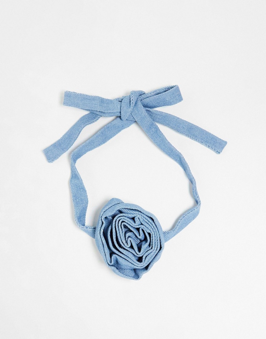 Kaiia denim rose corsage in blue