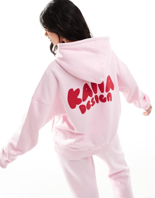 Kaiia design oversized bubble logo hoodie in pink and red (part of a set), 3 of 4