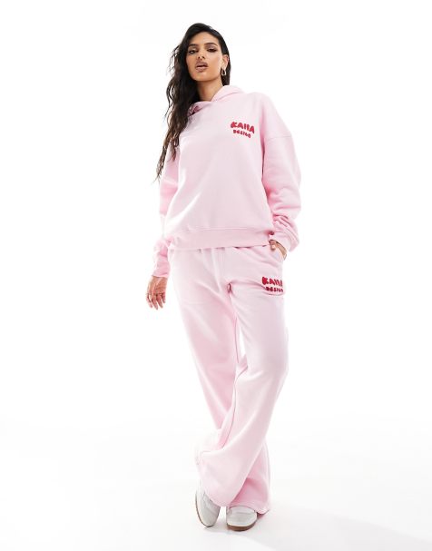 Kaiia - Design - Pantalon de jogging d'ensemble large avec logo effet bulles - Rose et rouge - view 1