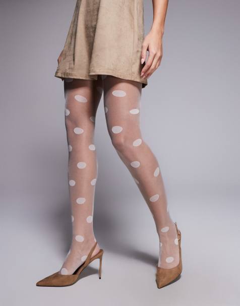 Kaiia - Doorschijnende panty met stippen in wit - view 1