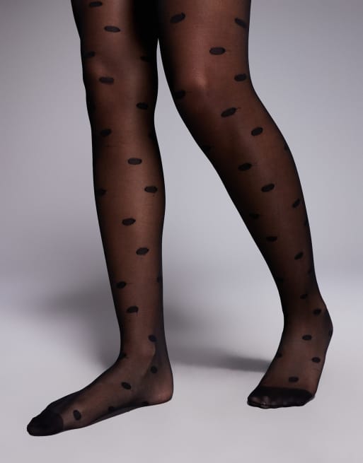 Kaiia - Doorschijnende panty met stippen in zwart, 3 van 3