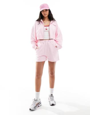 drawstring sweat shorts in pink - part of a set