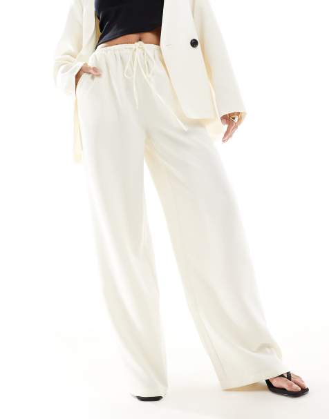 Kaiia dropped shoulder double breasted blazer and wide leg pants set in ecru - view 1