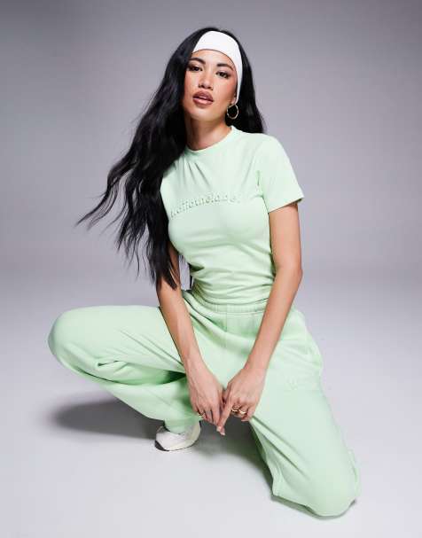 Kaiia embossed logo baby tee co-ord in lime sherbet - view 1