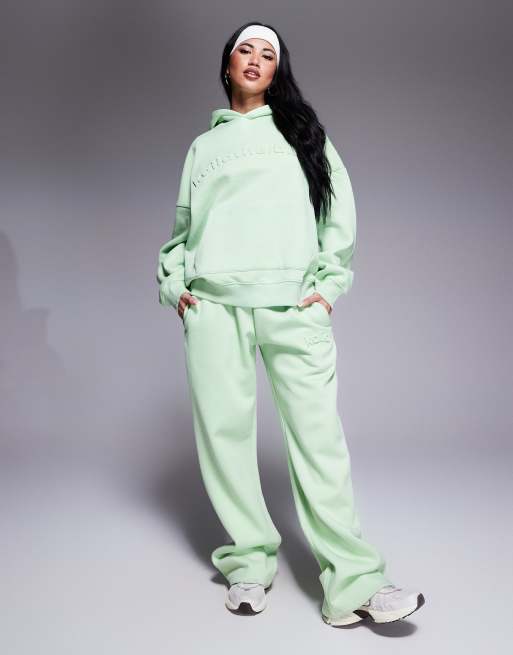 Kaiia embossed logo oversized hoodie in lime sherbet - part of a set, 3 of 4