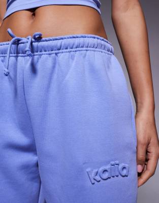 Kaiia Embossed Logo Wide Leg Sweatpants