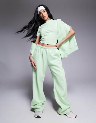 Kaiia Embossed Logo Wide Leg Sweatpants