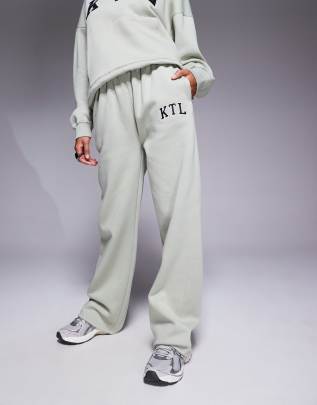 Kaiia Embroidered Ktl Logo Wide Leg Sweatpants