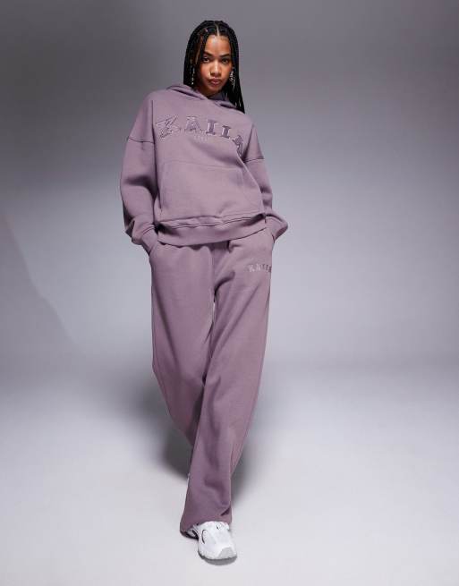 Kaiia embroidered logo oversized hoodie and joggers co-ord in mauve