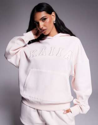 Kaiia Embroidered Logo Oversized Hoodie In Pink