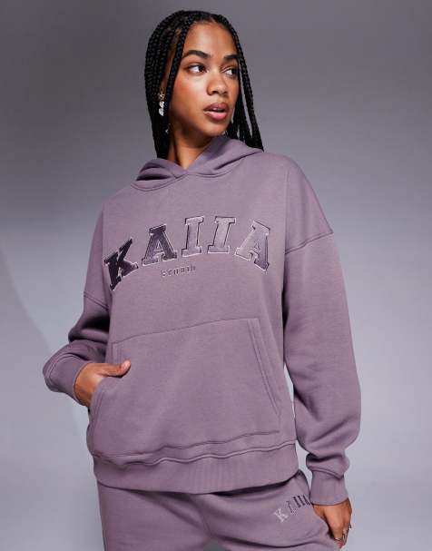 Kaiia embroidered logo oversized hoodie in mauve (Part of a set) - view 1