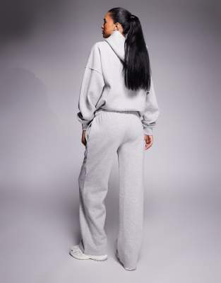 Kaiia Embroidered Logo Wide Leg Sweatpants In Gray
