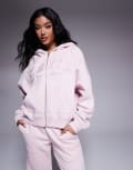 [Kaiia] Kaiia embroidered logo zip through hoodie in pink chai (part of a set) 6 PINK CHAI