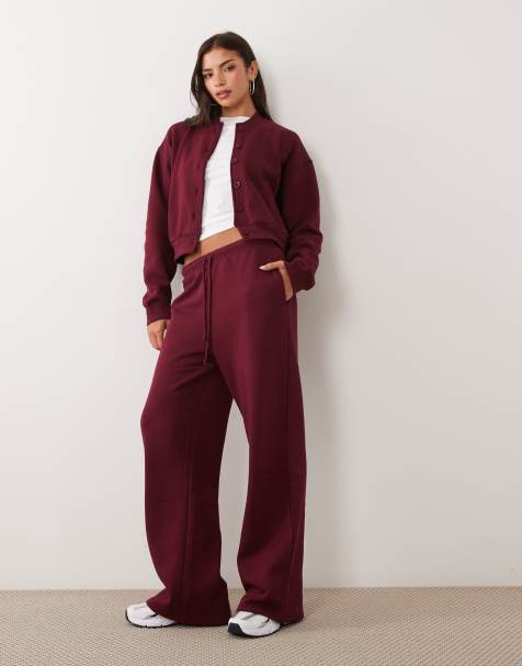 Kaiia ensemble coordonné de joggers larges riche en coton en bordeaux - view 1