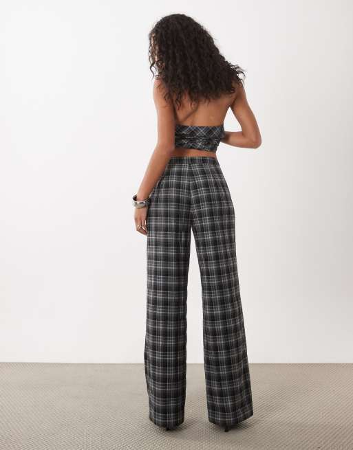 Kaiia ensemble coordonné exclusif pantalon large à carreaux gris, 5 de 5